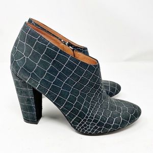 Women’s black suede Sigerson Morrison plaid ankle short casual heel boots Sz 10